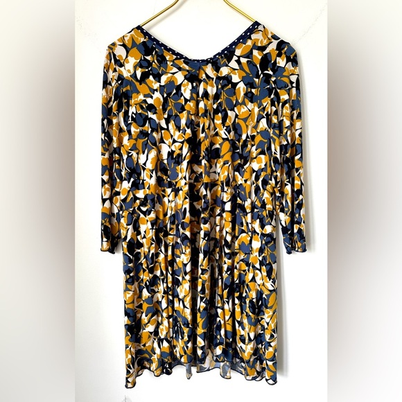 Hand Jive Wear Art Blue Orange Floral Stretch 3/4 Sleeve Tunic Top Women’s XXL - Picture 3 of 7
